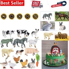 Image of 15Pcs Farm Animal Figures Toys, Realistic Mini Barn Animals Figurines Playset...
