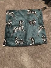 Image of 2 Dancing Zebras Teal Decorative Pillow Covers Approx. 21 X 21