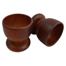 Image of 1× Wooden Egg Cup – 5cm Rustic Brown Holders for Boiled Eggs at Breakfast