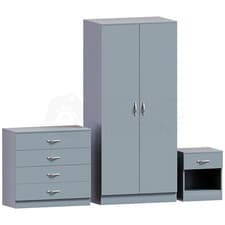 Image of Modern Bedroom Furniture Set 3 Pcs Chest of Drawers Wardrobe Bedside