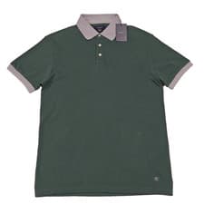 Image of Hackett Short Sleeve Polo Tshirt Shirt Logo Green Grey Collar Classic Fit Medium