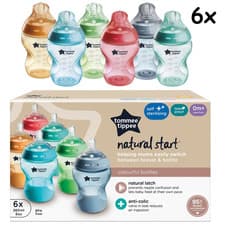 Image of Tommee Tippee Natural Start Self Sterilising Anti Colic Baby Bottles - 6x 260ml