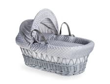 Image of Clair de Lune Dimple Grey Wicker Moses Basket with Bedding 68 x 30 cm (Grey)