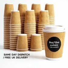 Image of Brown Disposable Coffee Cups Paper Cups For Hot Drinks Triple Layer Cups