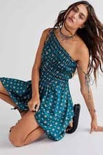 Image of Free People Clementina Sleeveless Mini Dress in Green Combo Print S RRP £118