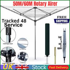 Image of 60M Rotary Airer Clothes Dryer Heavy Duty 4 Arm Garden Outdoor Washing Line 50M