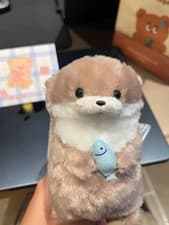 Image of Cute Little Otter Hug Fish Plush Doll Pendant Doll Gift Gift Cute Girl Heart Key
