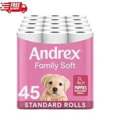 Image of Andrex Family Soft Toilet Tissue-45Roll Bulk Previously Pack Andrex Gentle Clean