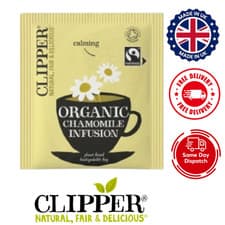 Image of Clipper Organic Chamomile Infusion Tea Sachets Individually Wrapped Envelopes