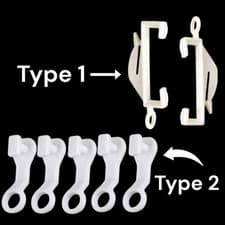 Image of Curtain Rail Track Gliders Pack of 25, 50, 75, 100 White Plastic Sliding Hooks
