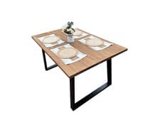 Image of Wooden Dining Table, 6-8 People, 150 x 90 cm, Trapezium Legs