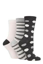 Image of Elle Womens' Spotty & Stripe Feather Soft Breathable Bamboo Socks in 3 Pair Pack