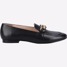 Image of Hush Puppies Harper Chain Womens Classic Fashion Leather Loafer Black