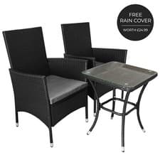 Image of Rattan Bistro Set Garden Chair Table Patio Outdoor Cushion Conservatory 2 Seater