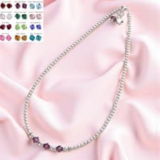 Image of Birthstone Necklace, Sterling Silver, Ladies or child Sizes. Very High Quality