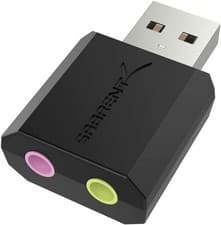 Image of USB to AUX Adapter, External USB Sound Card with 3.5mm Jack for Headphones & Mic
