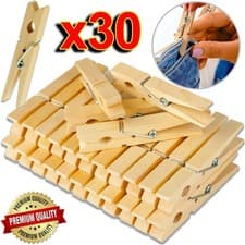 Image of 30x Super Strong Wooden Clothes Pegs Washing Line Laundry Clip Grip Pine Garden