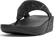 Image of BNWT Fitflop Lulu Glitter Toe Post Ladies Open Sandals, Black, UK4 / EU37