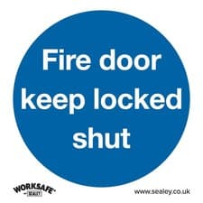 Image of Worksafe Safety Sign - Fire Door Keep Locked Shut - Rigid Plastic - Pack of 10