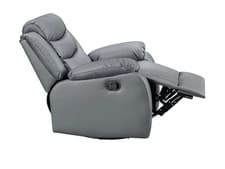 Image of Roma Recliner Armchair Grey Eco Leather | Manual Reclining Sofa Chair