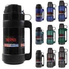 Image of THERMOS Mondial Flask Glass Vacuum Insulated Thermal Hot Cold Drink 1.8L 1L 500m