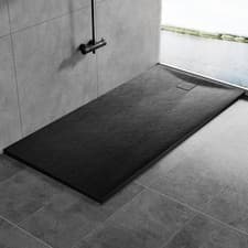 Image of SMC Bathroom Shower Tray Square/Rectangle Black Walk In Shower Base Free Waste