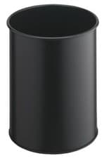Image of Durable Metal Round Waste Bin | Scratch Resistant Steel | 15L | Black