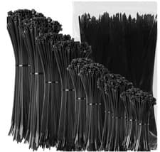 Image of 500/1000 Pack Cable Ties Assorted Zip Ties Black Mixed Sizes 100/150/150/200 MM