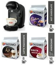 Image of Bosch Tassimo Coffee Machine Gift Bundle (Cadbury Americano Latte 32 Cups Pack)