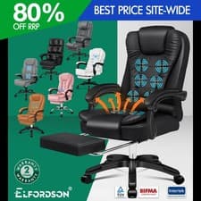 Image of ELFORDSON Massage Office Chair Executive Recliner Heated Footrest Swivel Gaming