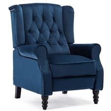 Image of ALTHORPE WING BACK RECLINER CHAIR FABRIC BUTTON FIRESIDE OCCASIONAL ARMCHAIR