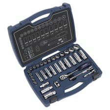 Image of Sealey Ak8991 Socket Set 34Pc 3/8In Sq Drive 6Pt Walldrive Metric