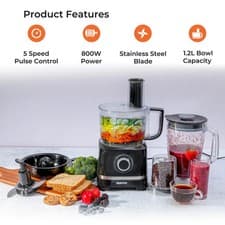 Image of GEEPAS 10-IN-1 MULTIFUNCTIONAL FOOD PROCESSOR, JUICER, MIXER AND BLENDER