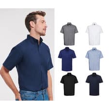 Image of Russell Collection Short sleeve easycare Oxford shirt 0R933M0 - Button