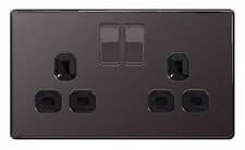 Image of BG Nexus Black Nickel Screwless Flatplate Switches & Sockets Black Inserts