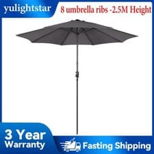 Image of 2.5M Large Parasol Garden Table Sun Shade Canopy Patio Outdoor Umbrella Tilt UK