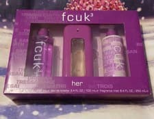 Image of FCUK 3 For Her Eau De Toilette Perfume Fragrance Mist Lotion Gift Set