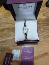 Image of Accurist White Dial Semi Bangle Bracelet Ladies Watch Gold Chrome