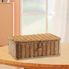 Image of Storage Basket with Lid, Sturdy And Decorative, Rectangular, for The Home,