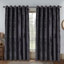 Image of Thick Velvet Curtains Blackout Eyelet Ring Top Curtains Ready Made Fully Lined