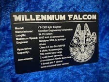 Image of Star Wars Millennium Falcon Aluminium Etched Display Plaque.