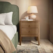 Image of Solid Pine Wood 2 Drawer Bedside Table - Josephine JSN001