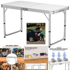 Image of 4ft Folding Picnic Table Pop-Up Camping Kitchen Work Top Table Trestle Table UK