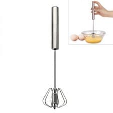 Image of 2 Set Of 30cm Metal Hand Press Pump Egg Whisk Beater Rotary Whisk Blender