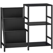 Image of 3-Tier Record Player Stand, End Table for Living Room, Bedroom - Black Wood Effe
