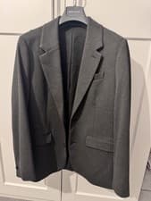 Image of AllSaints Helm Charcoal Marl Slim Fit Lightweight Blazer Mens Jacket 36