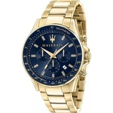 Image of Maserati Men's Watch R8873640008 Sfida Blue Dial Gold Tone Bracelet Watch £350