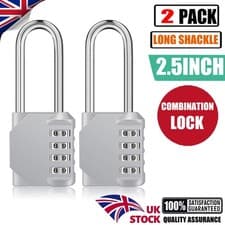 Image of 2X Long Shackle Padlock High Security 4 Digit Combination for Gym Shed Gate Door