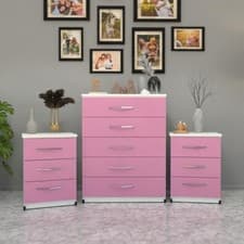 Image of Assembled Drawers Set, 5 Drawer Chest Drawer And 2 Bedsides