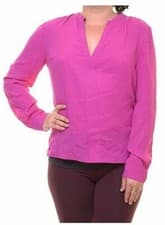 Image of Guess Women's Long Sleeve Jenalyn Drape Back Top, Bright Fuchsia, Medium
